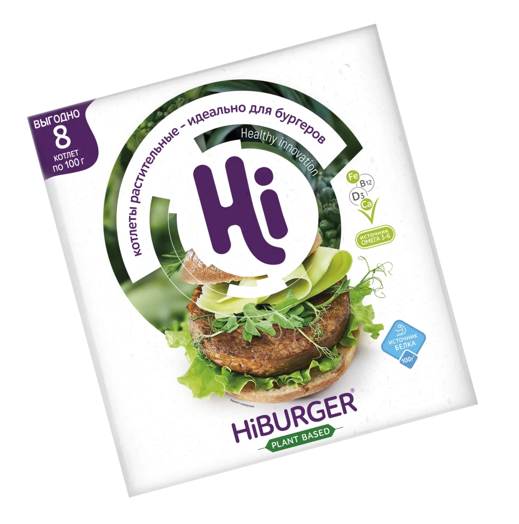 Hiburger Хай бургер растительные котлеты для бургеров 8 шт., 800 г
