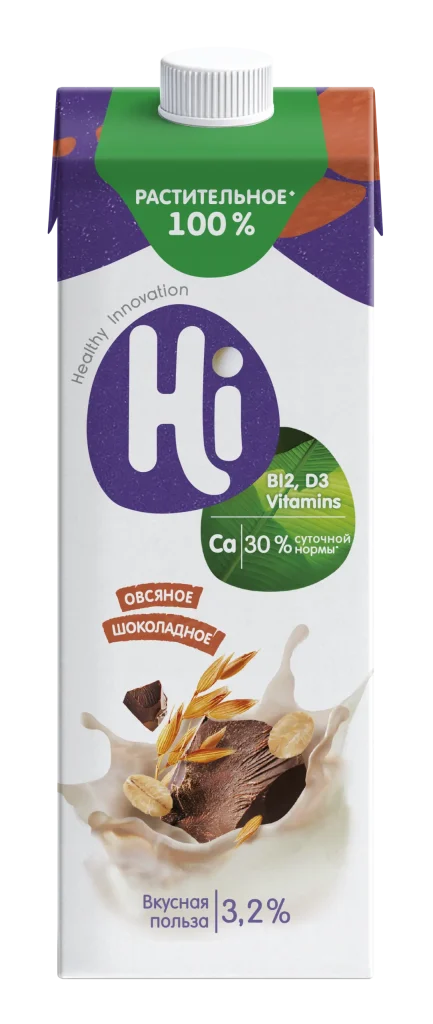 Растительное молоко Hi овсяное с шоколадом 1 л_лицо