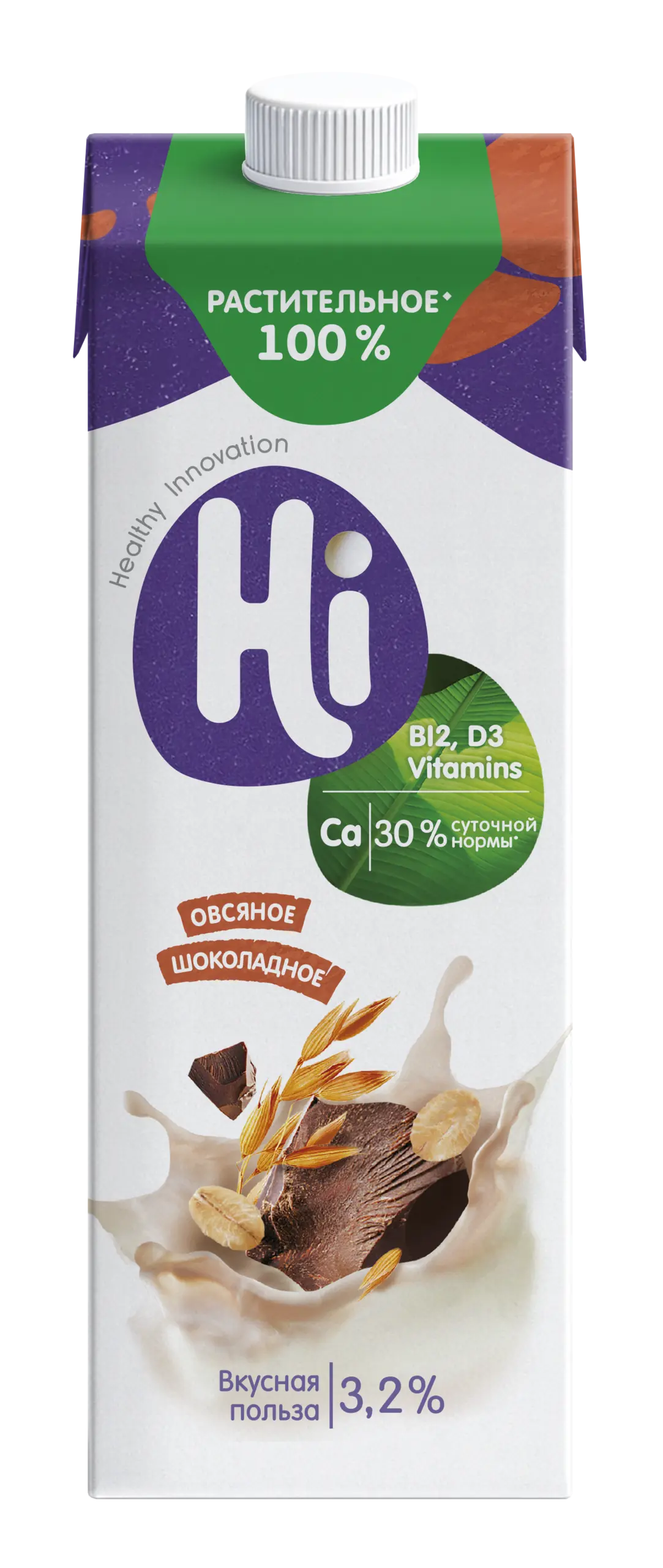 Растительное молоко Hi овсяное с шоколадом 1 л_лицо